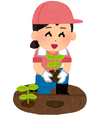 園内の花壇の手入れをするボランティア活動